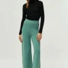 Pantalón ancho de punto verde-COMPAÑIAFANTASTICA Store