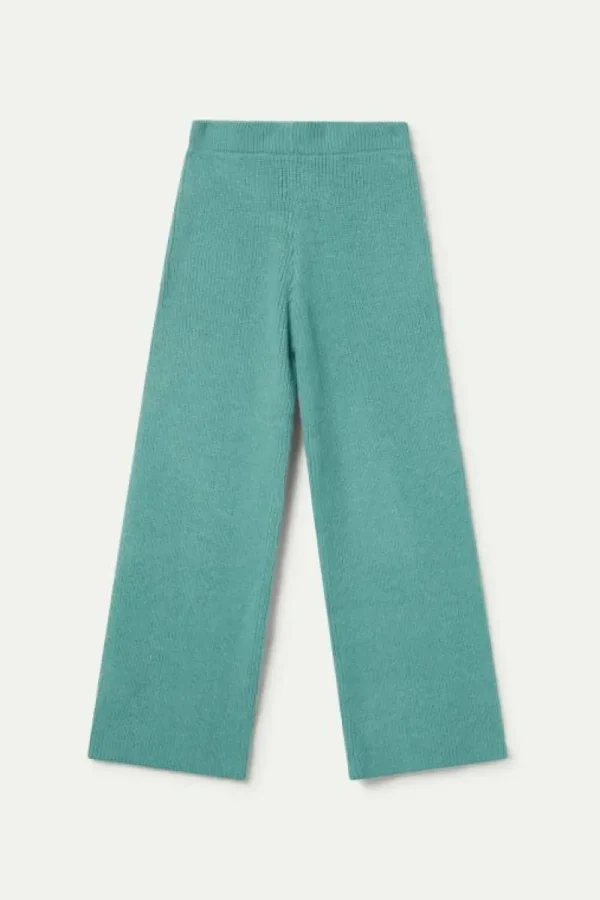 Pantalón ancho de punto verde-COMPAÑIAFANTASTICA Store