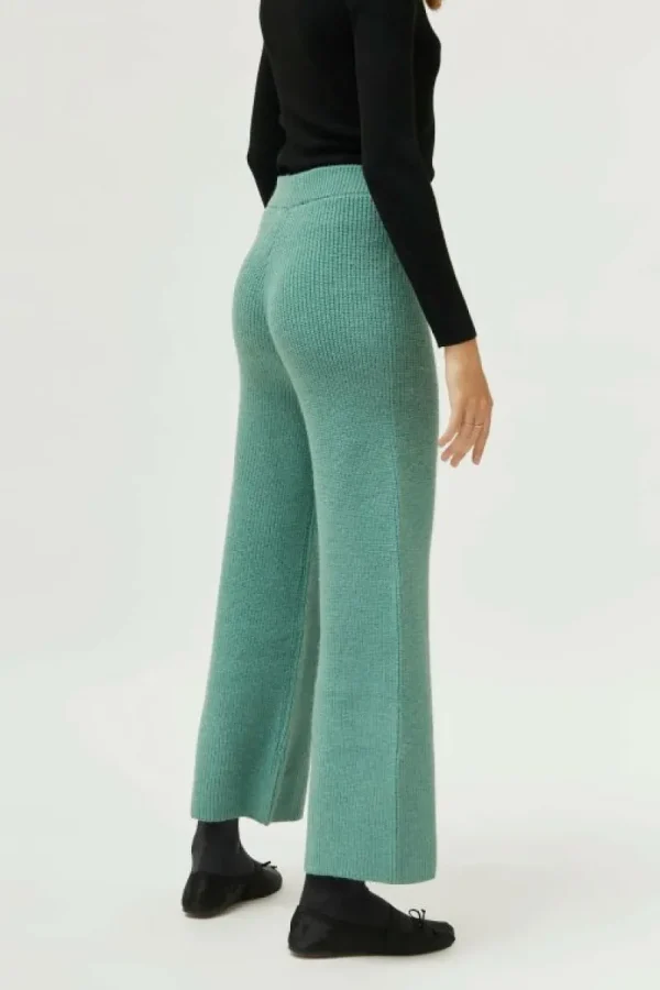 Pantalón ancho de punto verde-COMPAÑIAFANTASTICA Store
