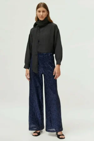 Pantalón de lentejuelas azul-COMPAÑIAFANTASTICA Sale