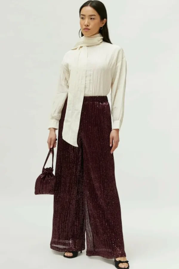 Pantalón de lentejuelas burdeos-COMPAÑIAFANTASTICA Flash Sale