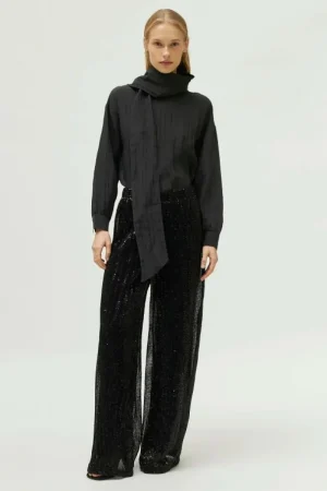 Pantalón de lentejuelas negro-COMPAÑIAFANTASTICA Flash Sale