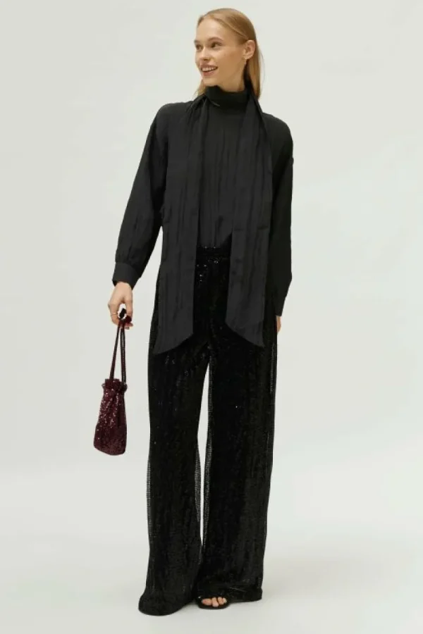 Pantalón de lentejuelas negro-COMPAÑIAFANTASTICA Flash Sale