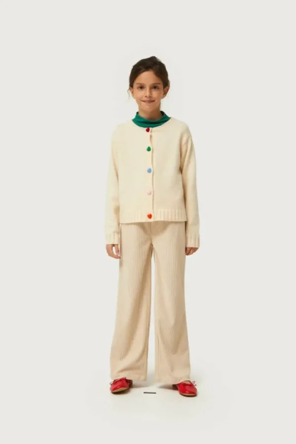 Pantalón de niña de pana blanco-MINI Fashion