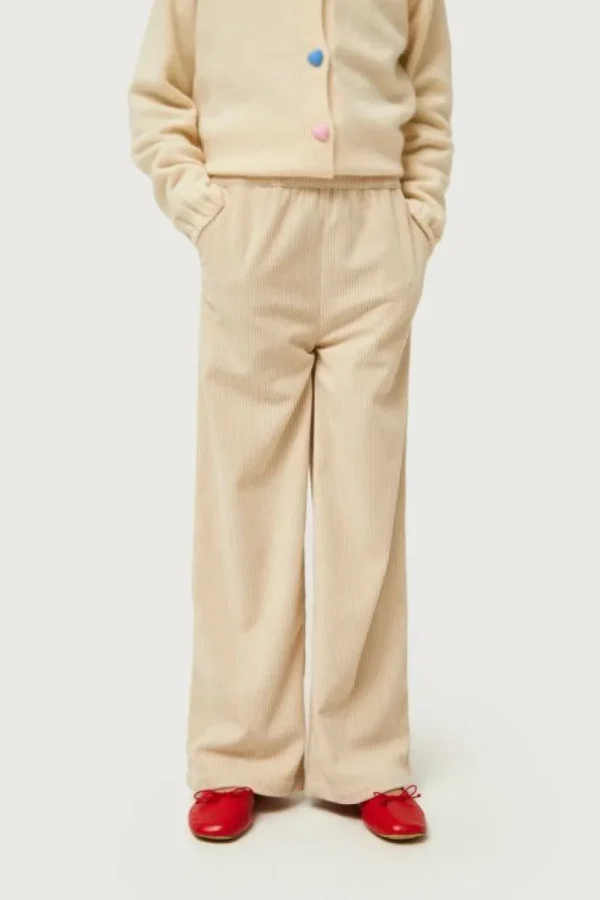 Pantalón de niña de pana blanco-MINI Fashion