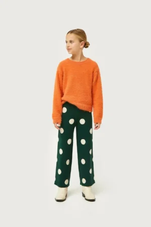 Pantalón de niña de punto jacquard estampado de lunares blancos-MINI Best Sale