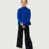Pantalón de niña de punto jacquard estampado de lunares azules-MINI Outlet