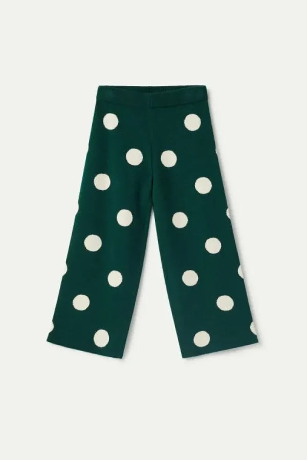 Pantalón de niña de punto jacquard estampado de lunares blancos-MINI Best Sale