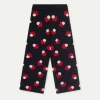 Pantalón de niña de punto jacquard estampado de setas negro-MINI Clearance