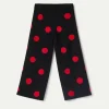 Pantalón de niña de punto jacquard estampado de lunares rojos-MINI Online