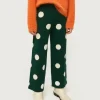 Pantalón de niña de punto jacquard estampado de lunares blancos-MINI Best Sale