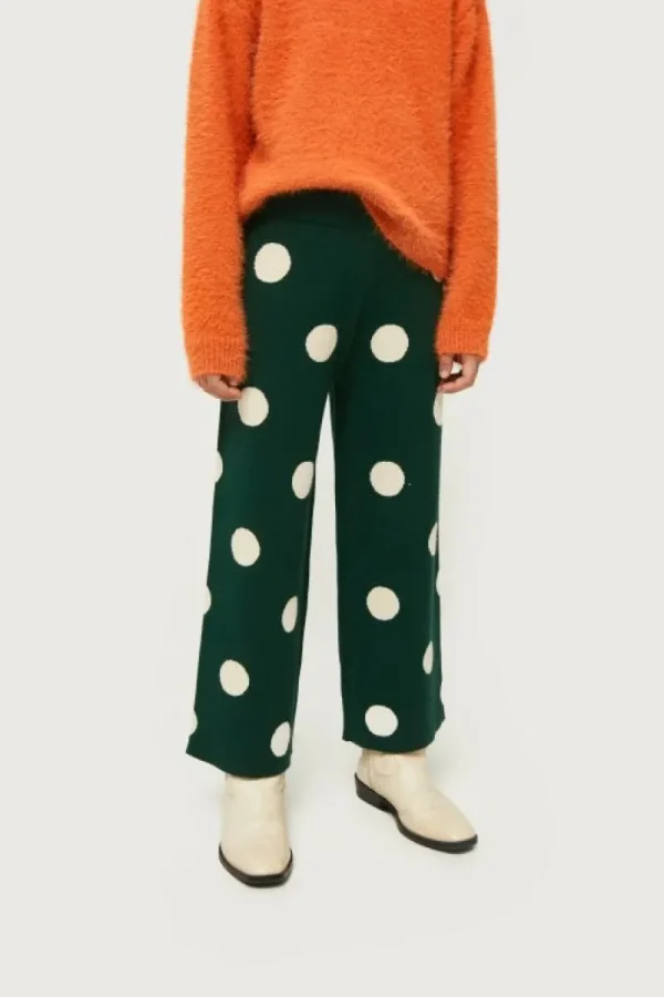 Pantalón de niña de punto jacquard estampado de lunares blancos-MINI Best Sale