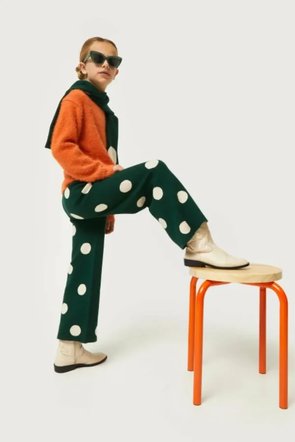 Pantalón de niña de punto jacquard estampado de lunares blancos-MINI Best Sale