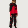 Pantalón de niña de punto jacquard estampado de lunares rojos-MINI Online
