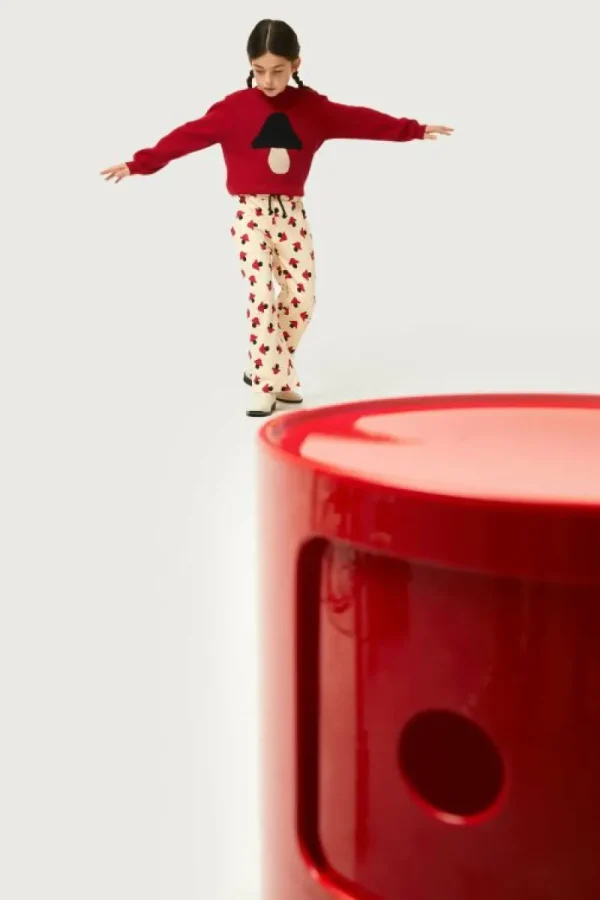 Pantalón de niña estampado de setas beige-MINI New