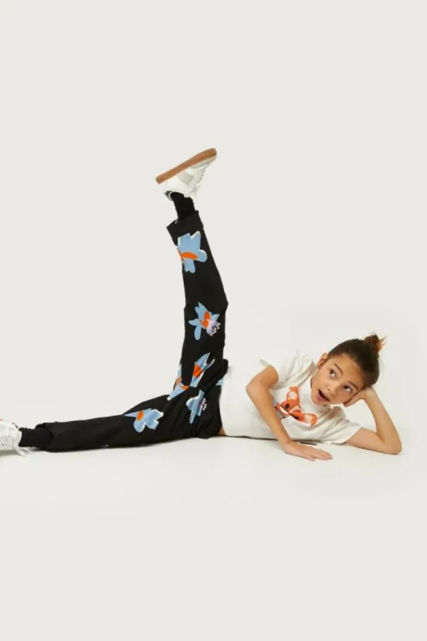 Pantalón de niña estampado floral Calatea negro-MINI Store