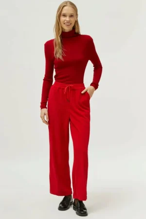 Pantalón de pana cintura elástica rojo-COMPAÑIAFANTASTICA Store
