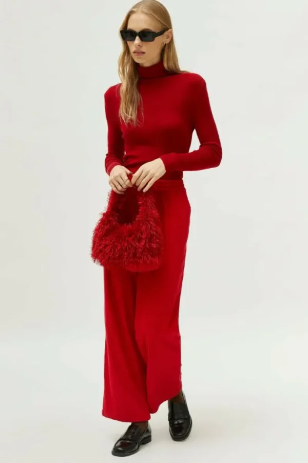 Pantalón de pana cintura elástica rojo-COMPAÑIAFANTASTICA Store