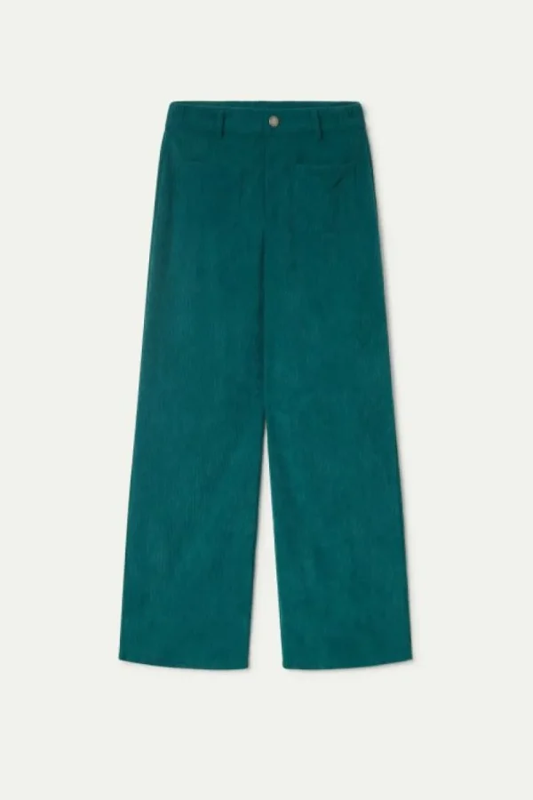 Pantalón de pana turquesa-COMPAÑIAFANTASTICA Fashion