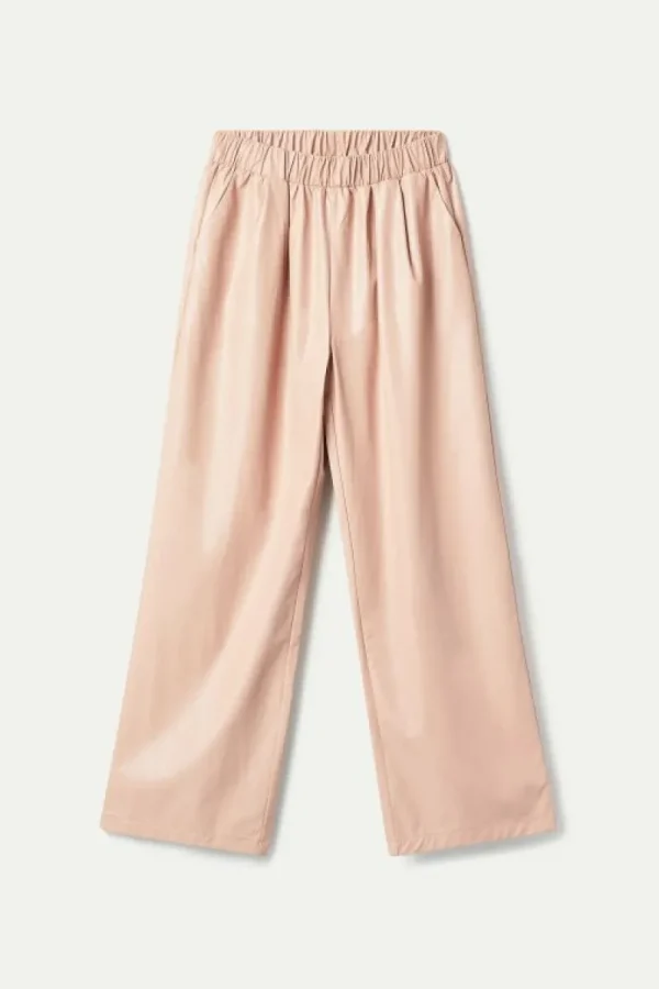 Pantalón de piel sintética beige-COMPAÑIAFANTASTICA Discount