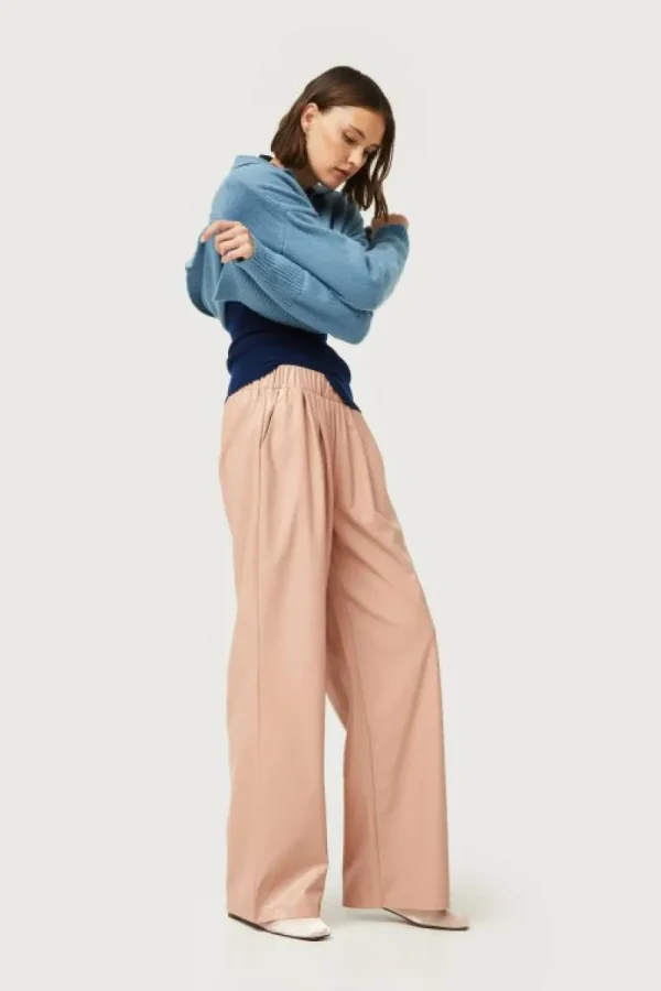 Pantalón de piel sintética beige-COMPAÑIAFANTASTICA Discount