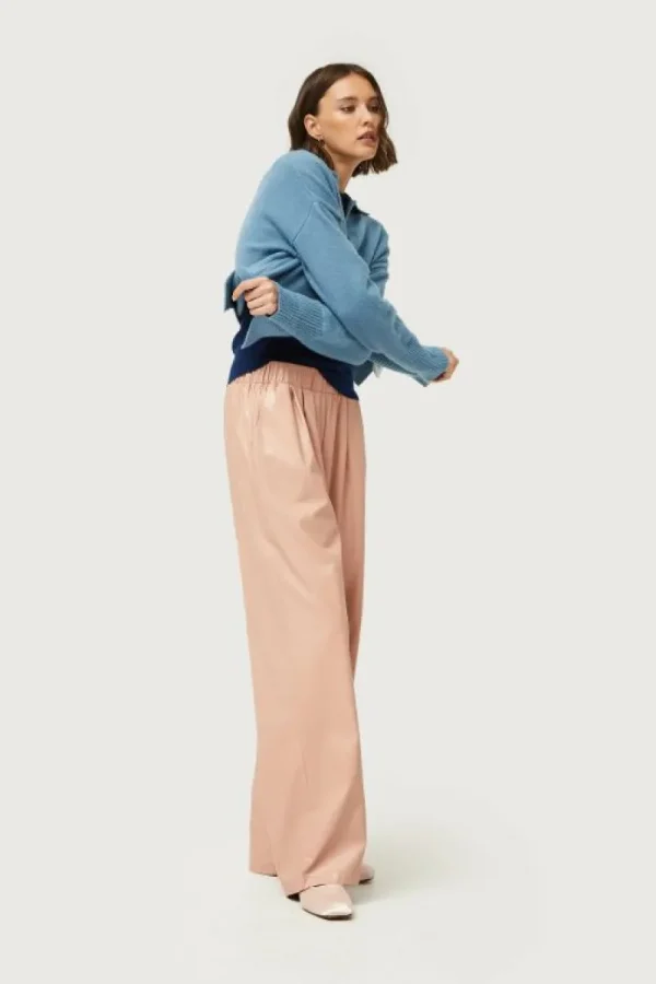 Pantalón de piel sintética beige-COMPAÑIAFANTASTICA Discount