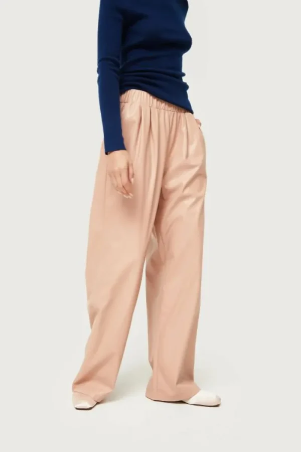 Pantalón de piel sintética beige-COMPAÑIAFANTASTICA Discount