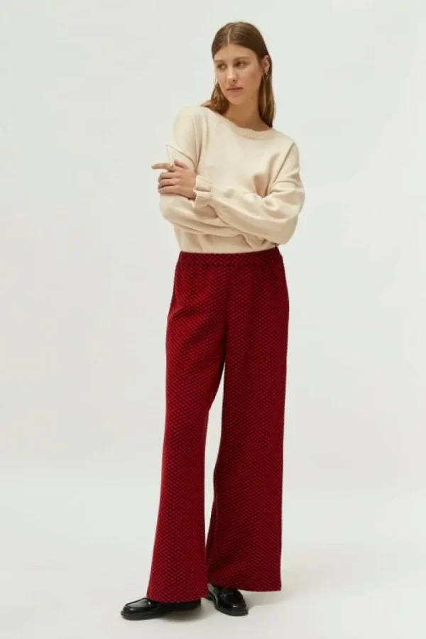 Pantalón de punto estampado jacquard rojo-COMPAÑIAFANTASTICA Discount