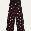 Pantalón de punto jacquard estampado de setas negro-COMPAÑIAFANTASTICA Outlet