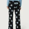 Pantalón de punto jacquard estampado floral Calatea negro-COMPAÑIAFANTASTICA Online