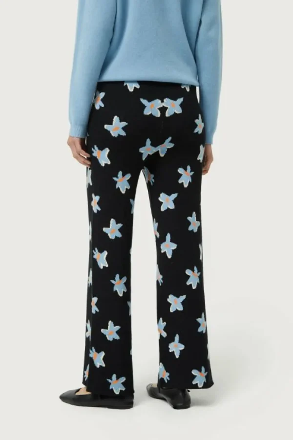 Pantalón de punto jacquard estampado floral Calatea negro-COMPAÑIAFANTASTICA Online