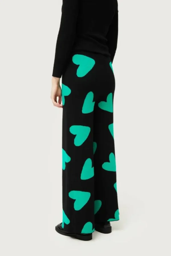 Pantalón de punto jacquard de corazones negro-COMPAÑIAFANTASTICA Flash Sale