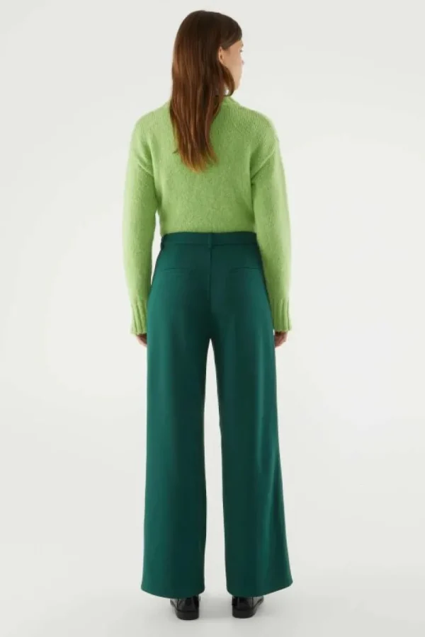 Pantalón de vestir con pinzas verde-COMPAÑIAFANTASTICA Best Sale