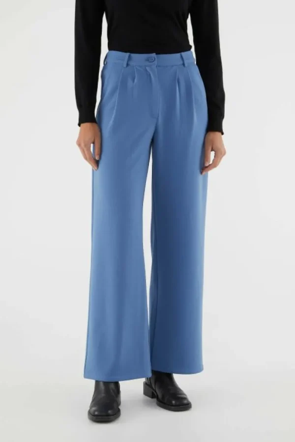 Pantalón de vestir con pinzas azul-COMPAÑIAFANTASTICA New