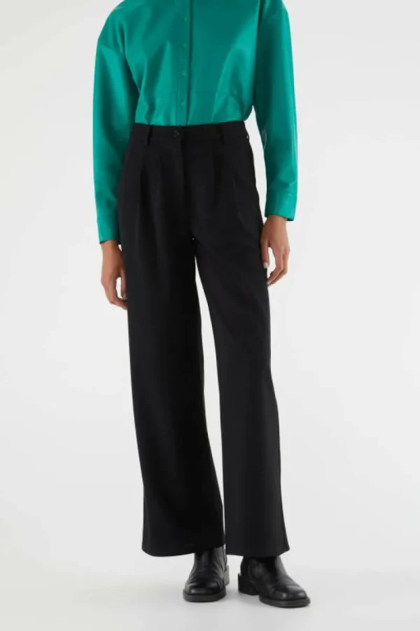Pantalón de vestir con pinzas negro-COMPAÑIAFANTASTICA Best