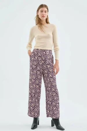 Pantalón largo de traje con estampado geométrico retro-COMPAÑIAFANTASTICA Shop