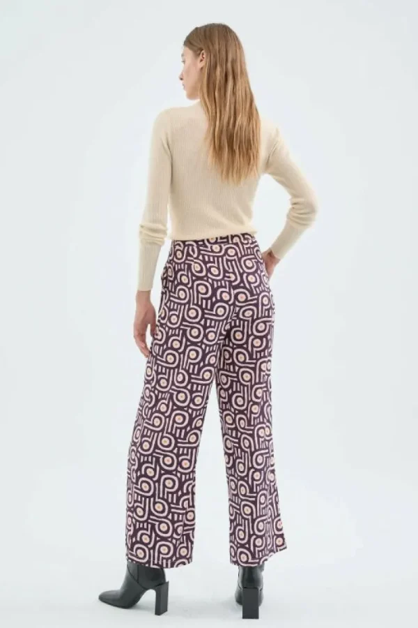 Pantalón largo de traje con estampado geométrico retro-COMPAÑIAFANTASTICA Shop