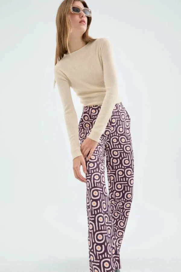 Pantalón largo de traje con estampado geométrico retro-COMPAÑIAFANTASTICA Shop