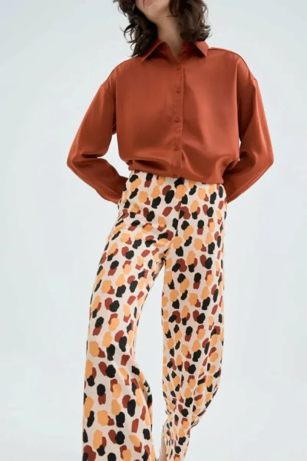 Pantalón largo de traje con estampado de lunares-COMPAÑIAFANTASTICA Fashion