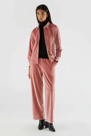 Pantalón largo elástico de terciopelo rosa-COMPAÑIAFANTASTICA Best
