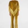 Pantalón largo elástico de terciopelo amarillo-COMPAÑIAFANTASTICA Cheap