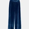 Pantalón largo elástico de terciopelo azul-COMPAÑIAFANTASTICA New
