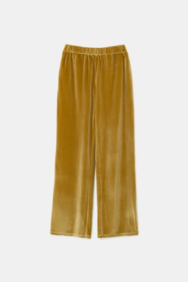 Pantalón largo elástico de terciopelo amarillo-COMPAÑIAFANTASTICA Cheap
