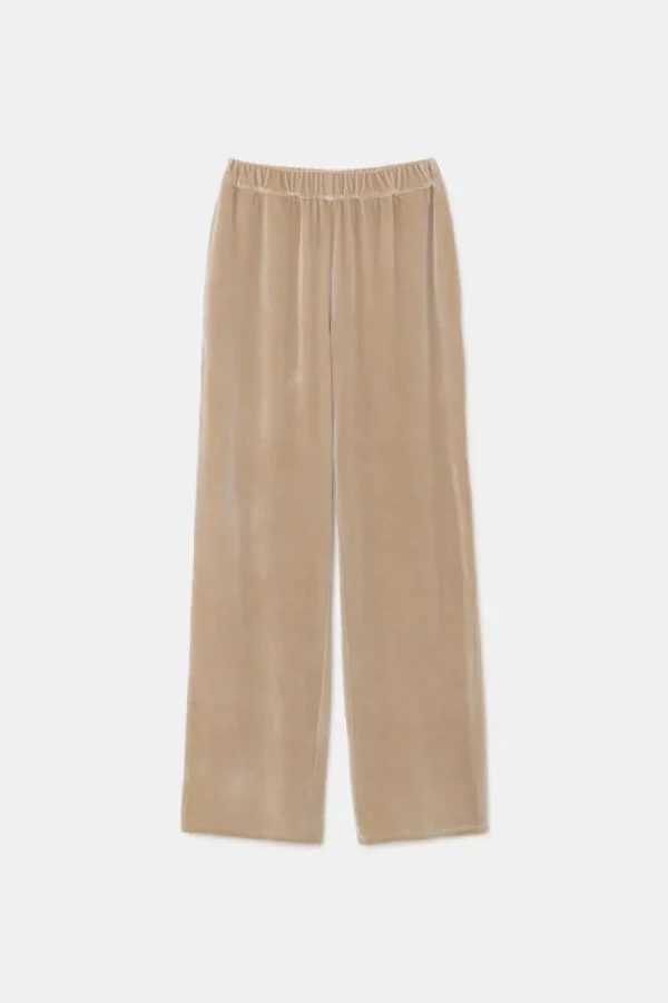 Pantalón largo elástico de terciopelo beige-COMPAÑIAFANTASTICA Clearance