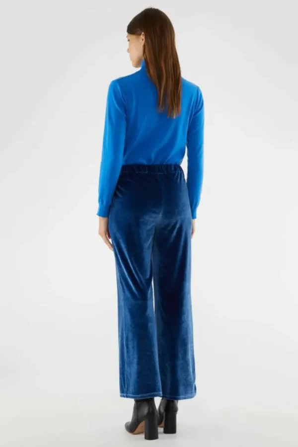 Pantalón largo elástico de terciopelo azul-COMPAÑIAFANTASTICA New