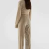 Pantalón largo elástico de terciopelo beige-COMPAÑIAFANTASTICA Clearance