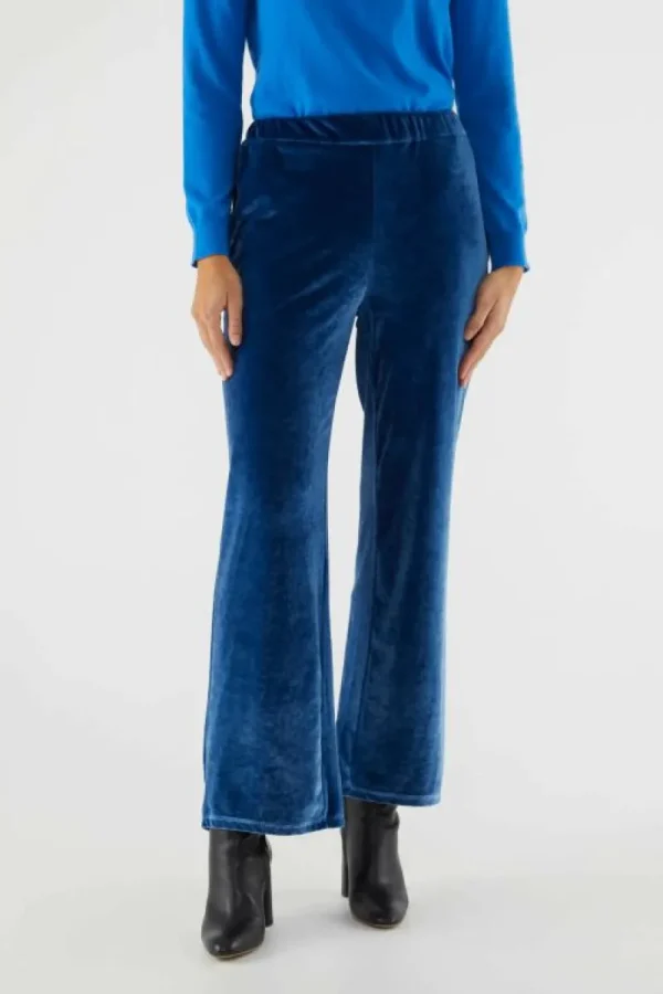 Pantalón largo elástico de terciopelo azul-COMPAÑIAFANTASTICA New
