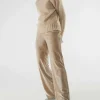 Pantalón largo elástico de terciopelo beige-COMPAÑIAFANTASTICA Clearance