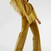 Pantalón largo elástico de terciopelo amarillo-COMPAÑIAFANTASTICA Cheap