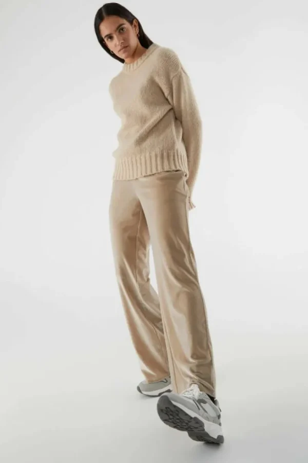 Pantalón largo elástico de terciopelo beige-COMPAÑIAFANTASTICA Clearance